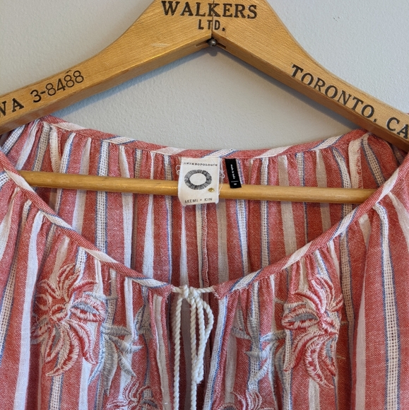 AKEMI + KIN Audria Linen Blend Peasant Top M - Picture 4 of 5